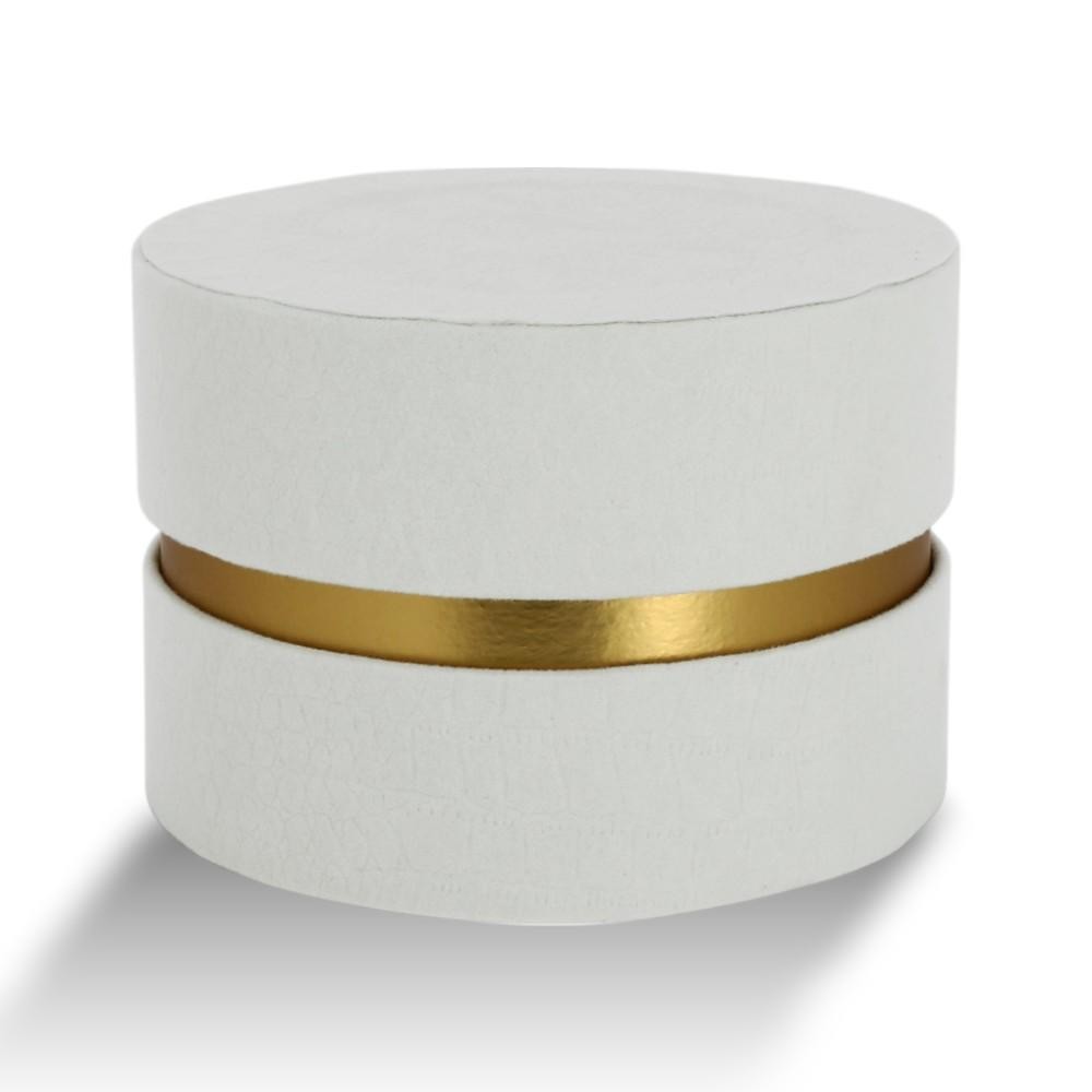 SCATOLA TONDA D13 H9 AVORIO VELLUTO MARTELLATO